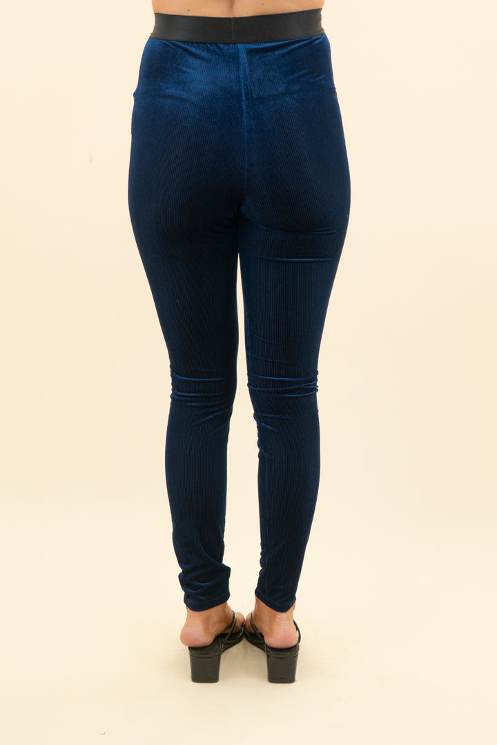 lovers and friends dark blue ribbed velvet leggings (xs; retail $138)