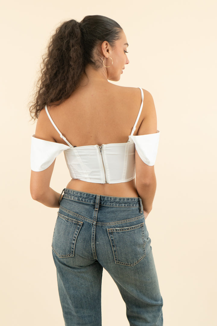 carli bybel x missguided white satin corset top nwt (4; retail $33)