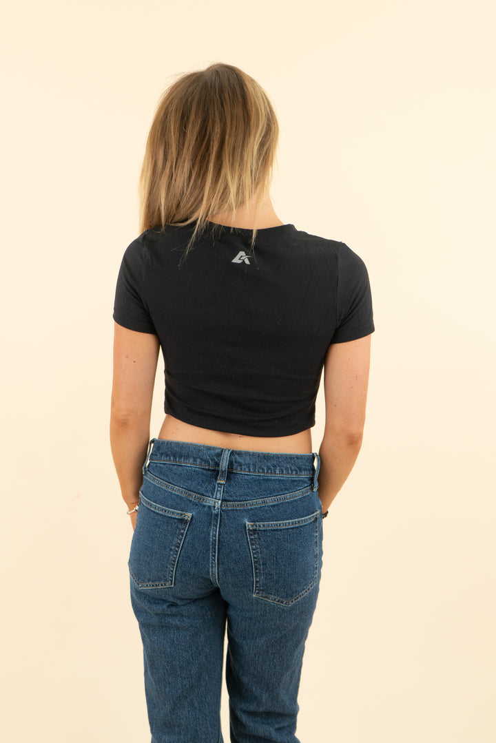 lilias active black short sleeve workout tee (l; retail $55)