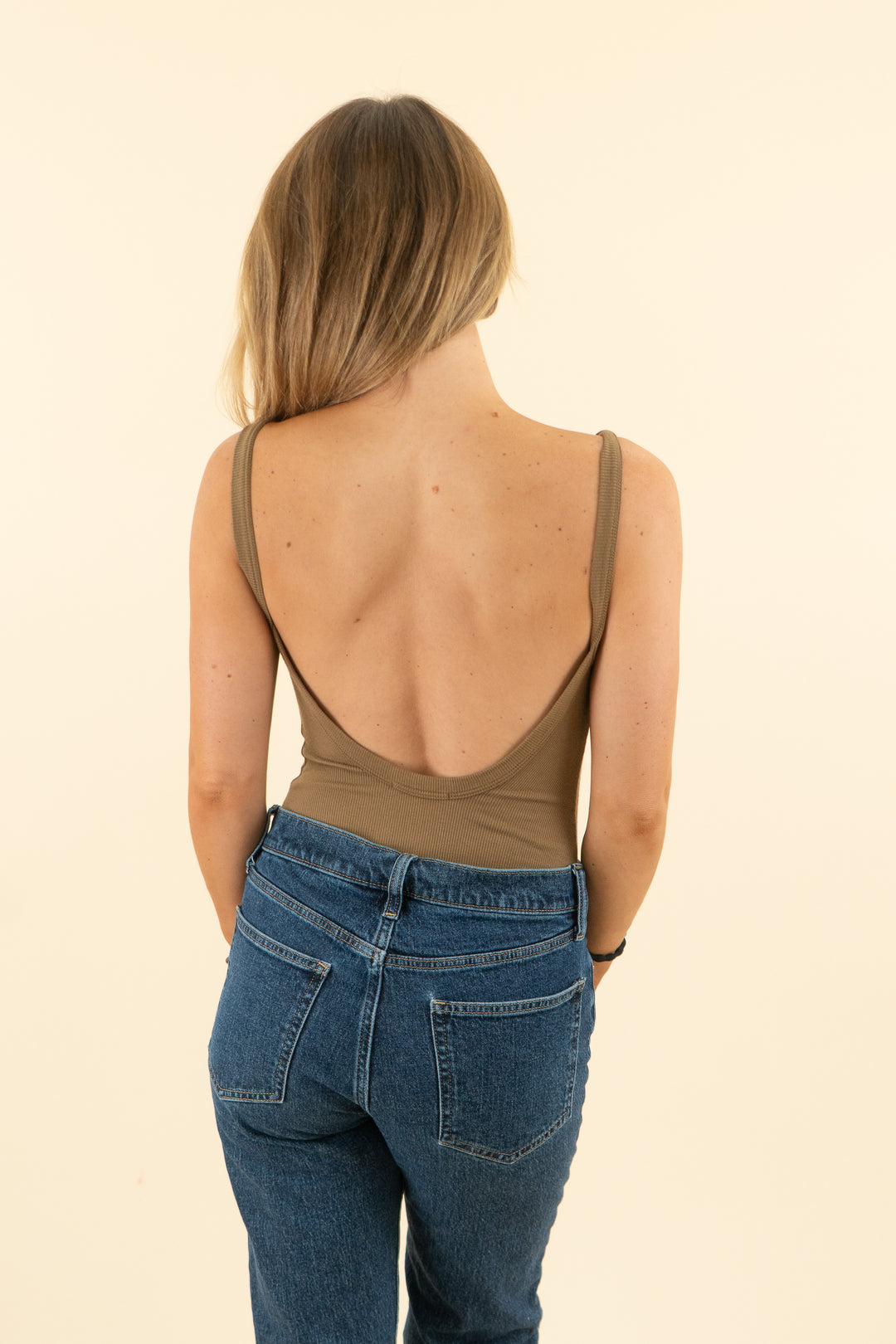 cotton citizen brown ribbed tank bodysuit (s; retail $100)