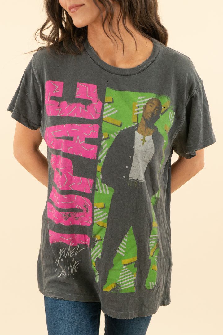 AUCTION made worn grey tupac graphic tee (s)