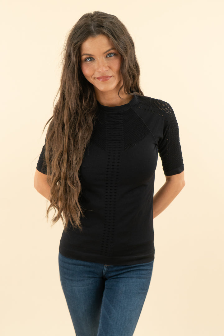 varley black mesh athletic tee (s; retail $92)
