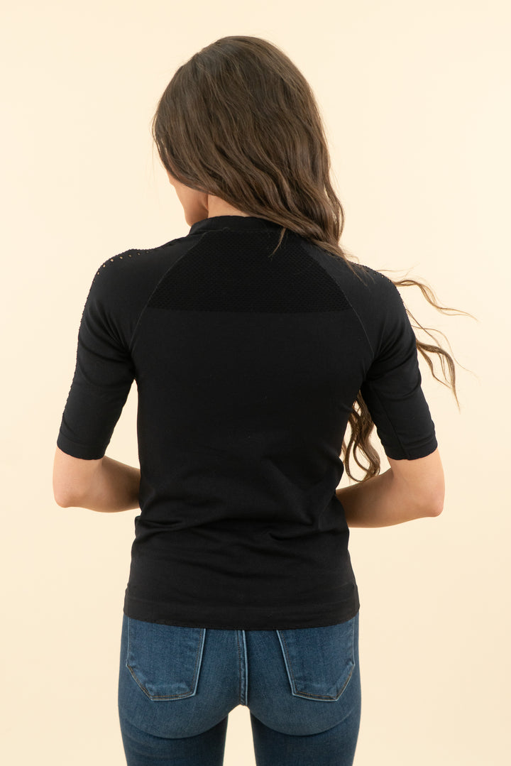 varley black mesh athletic tee (s; retail $92)