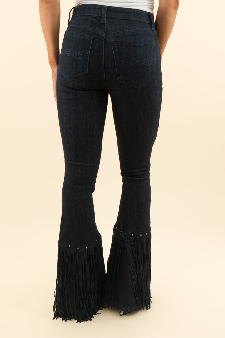 idyllwind super dark wash fringe flare jeans (2)
