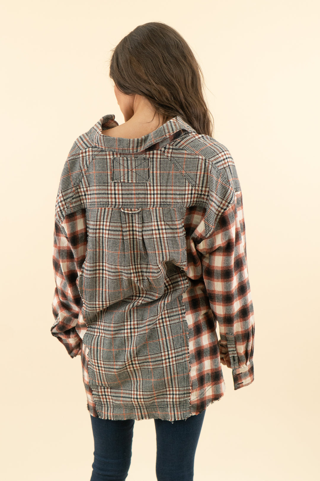 AUCTION we the free plaid oversized flannel top (xs)