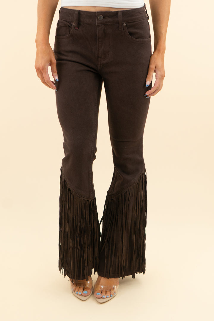 idyllwind brown fringe flare pants (4)