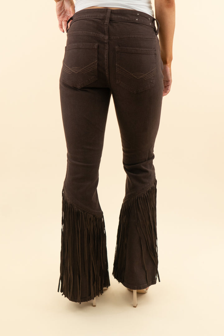 idyllwind brown fringe flare pants (4)