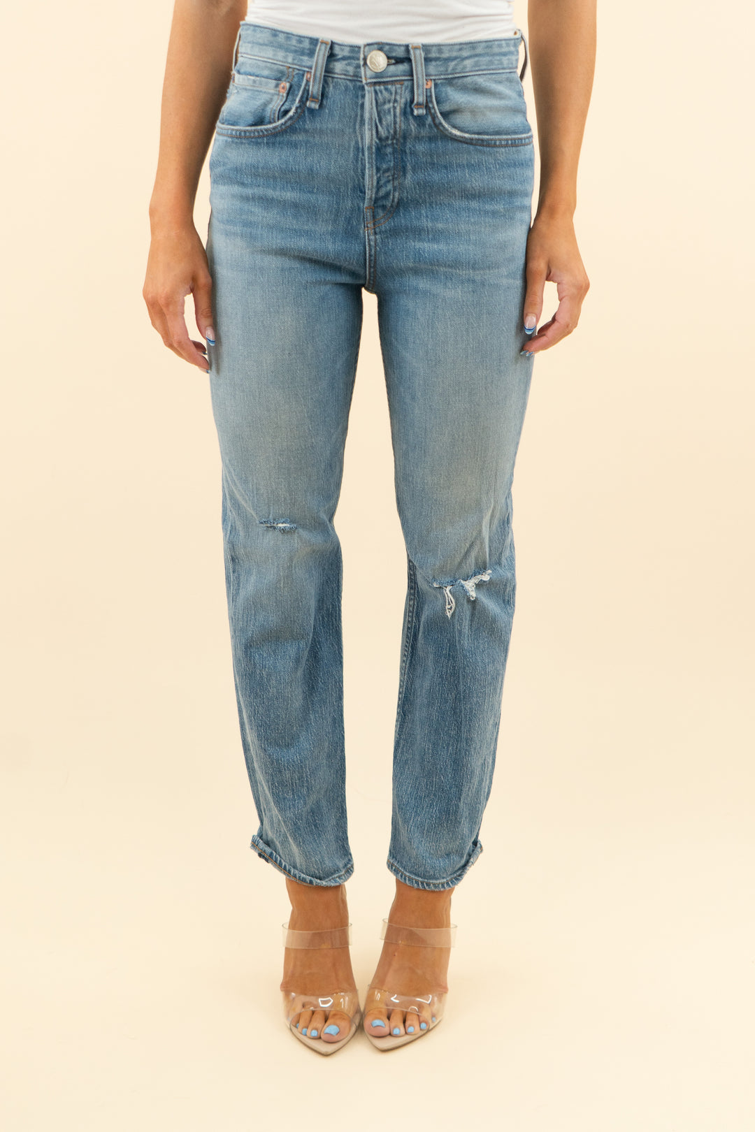 rag & bone medium wash high rise ankle straight jeans (26)