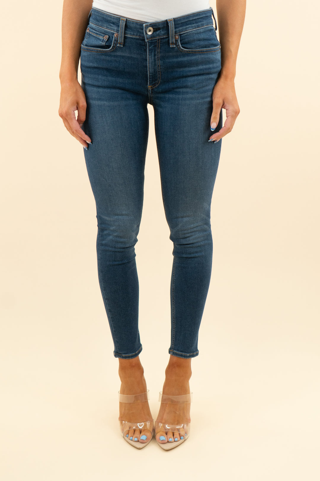 rag & bone medium wash mid-rise skinny jeans (27)