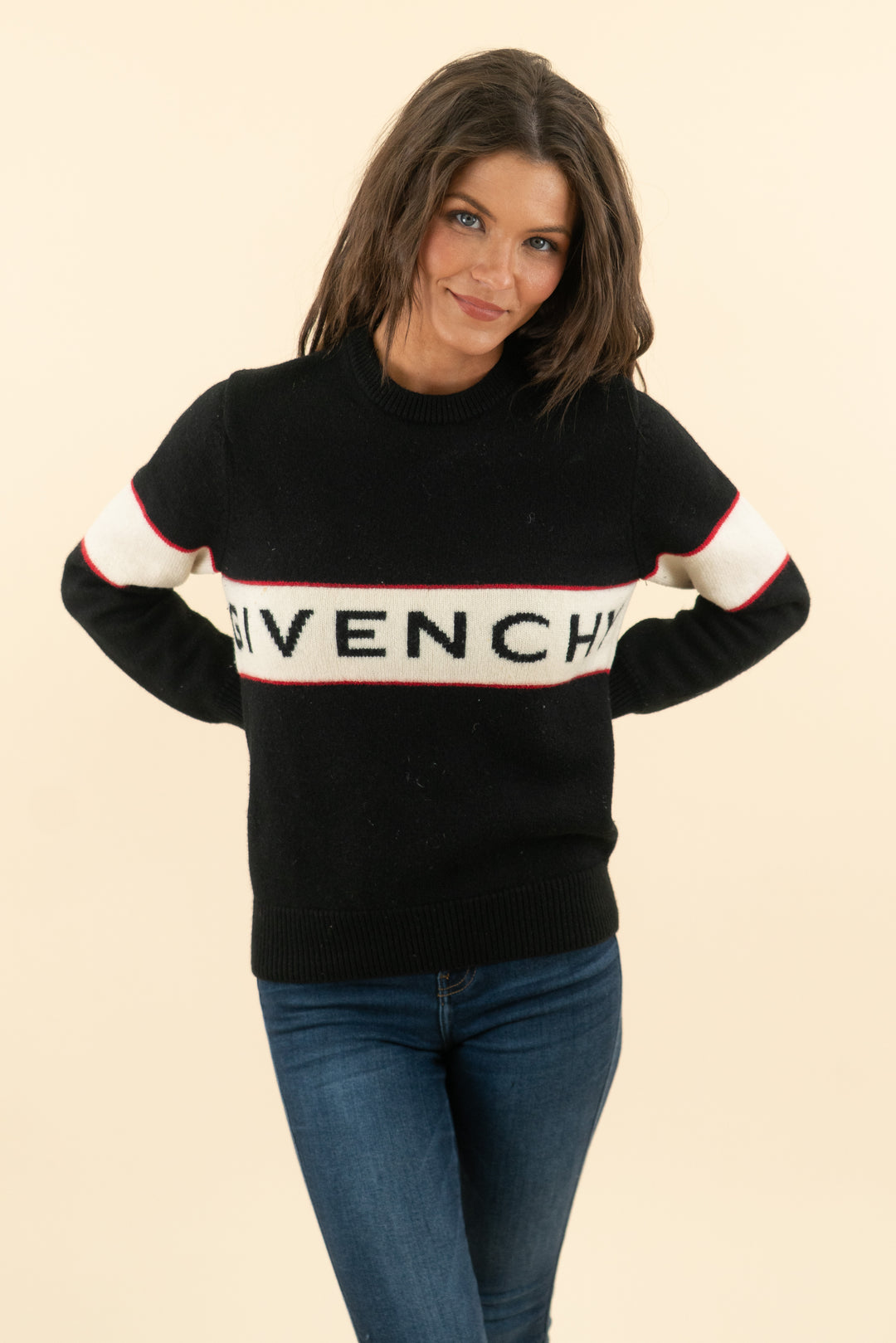 AUCTION givenchy black knit crewneck sweater (m)