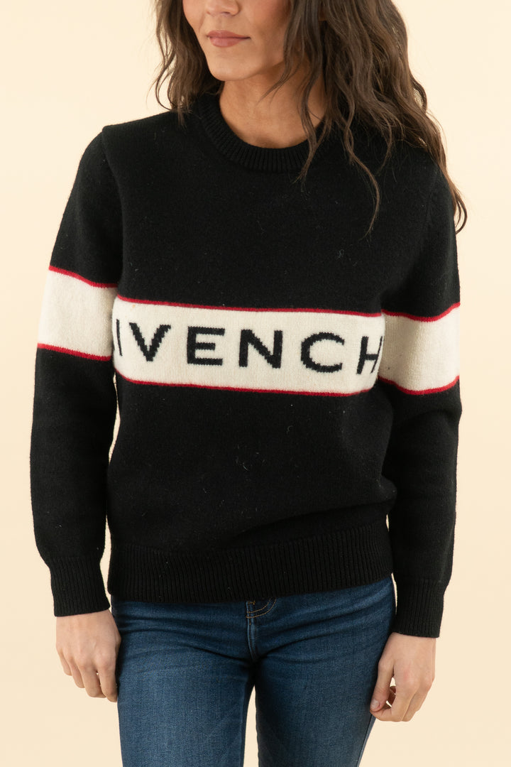 AUCTION givenchy black knit crewneck sweater (m)