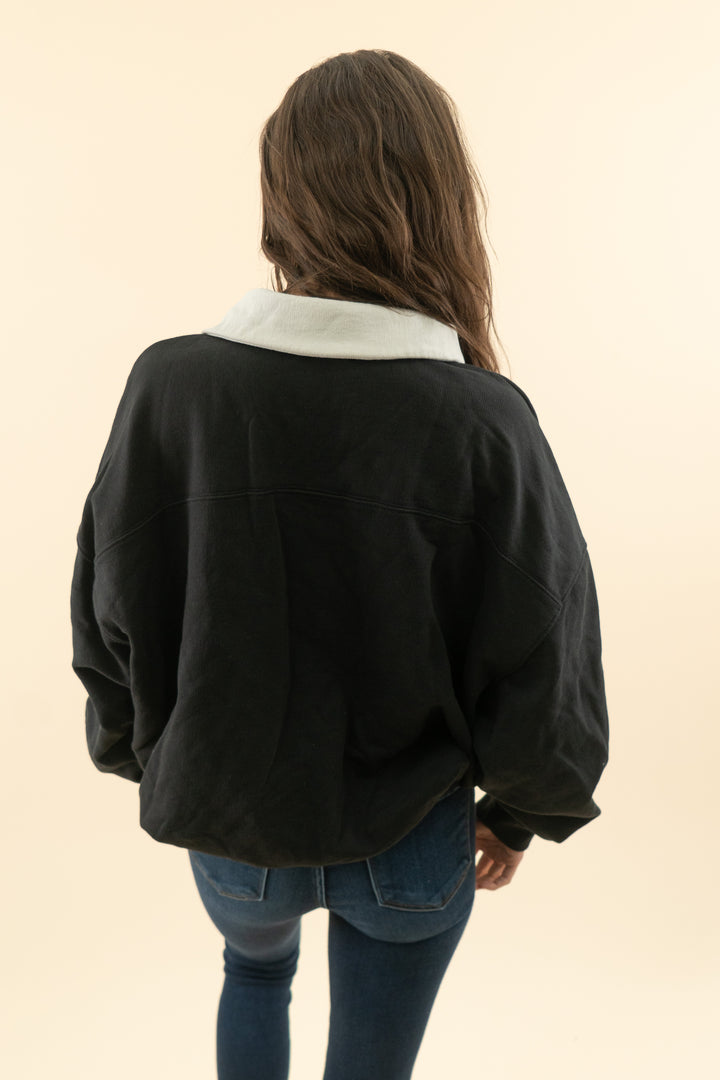 carly jean los angeles black oversized pullover with collar (m; retail $68)