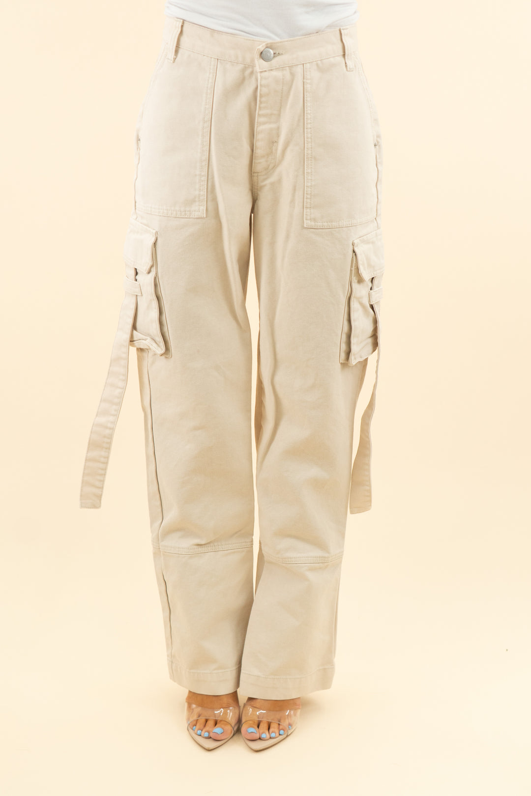 AUCTION naked wardrobe cream cargo jeans (xs)