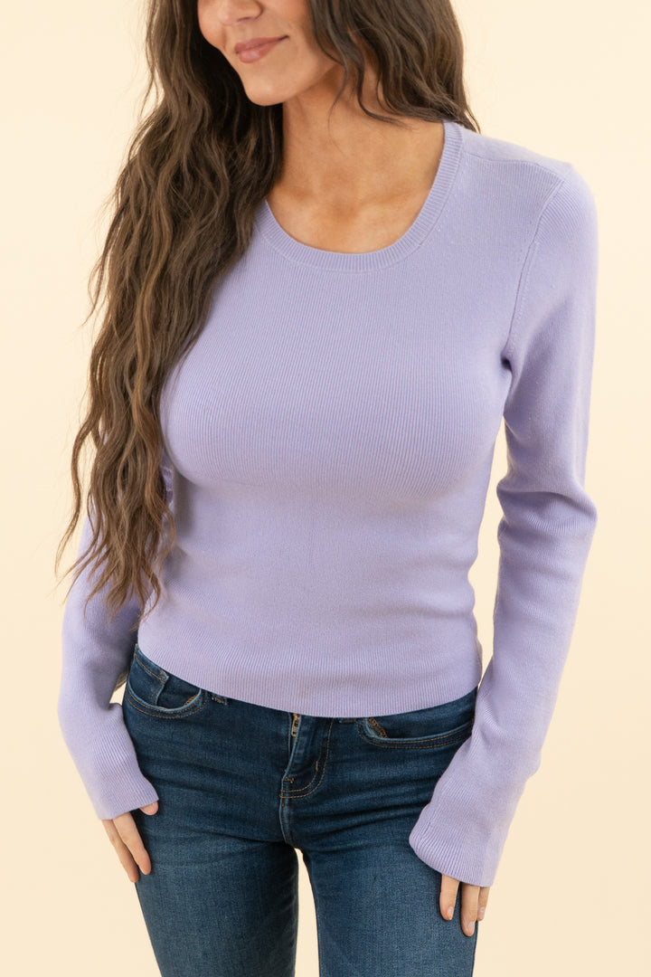 alice & olivia lilac knit sweater (m; retail $298)