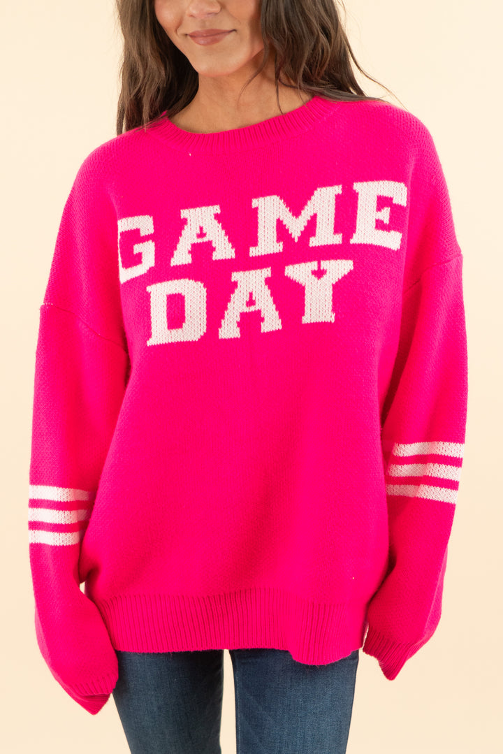 AUCTION mainstrip pink game day knit sweater (m)