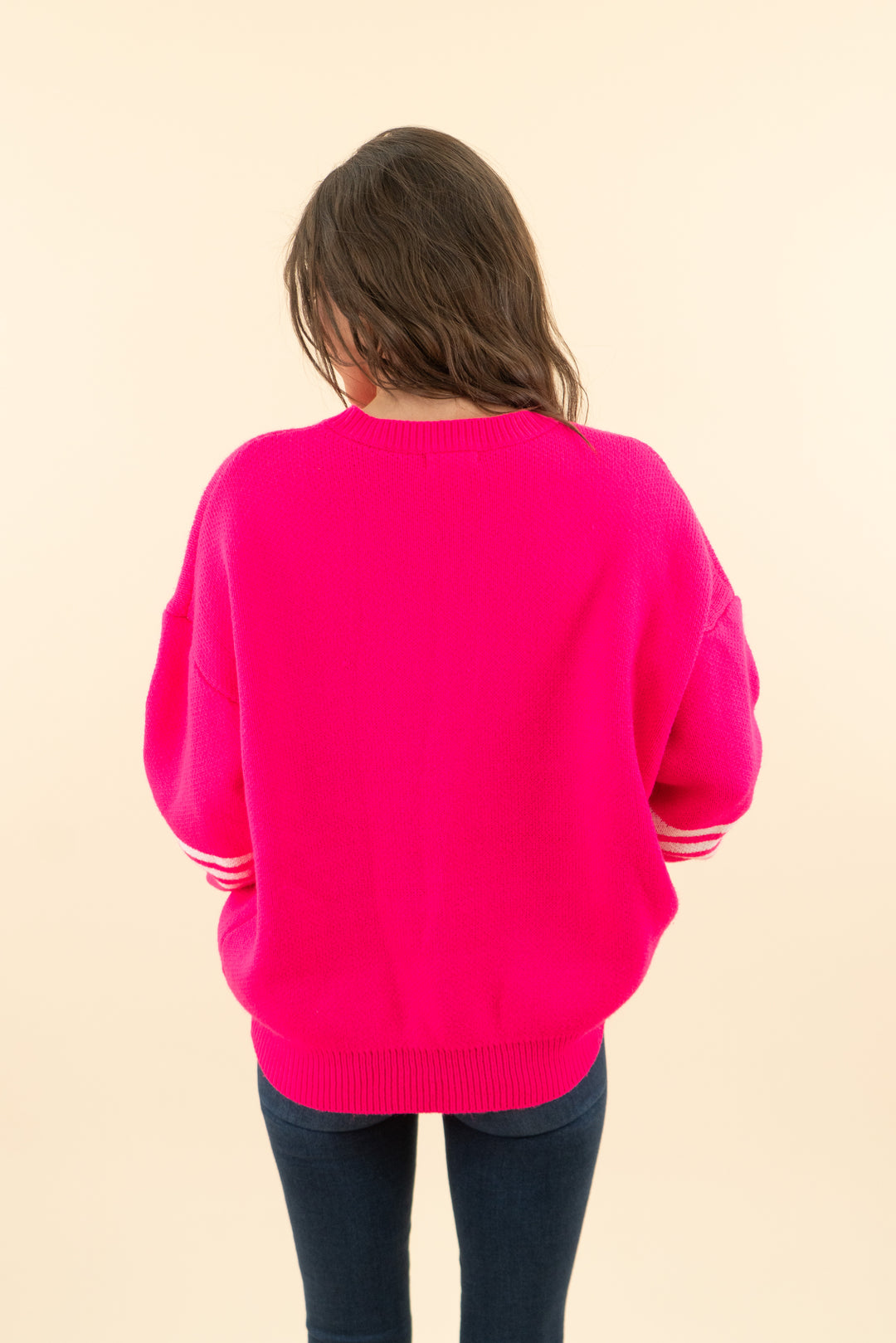 AUCTION mainstrip pink game day knit sweater (m)