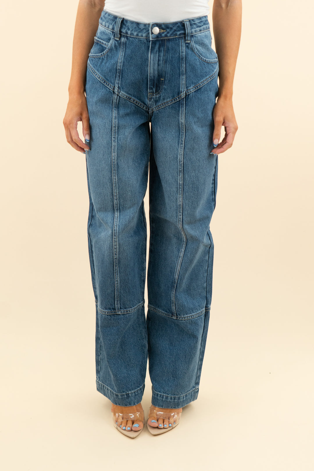 naked wardrobe medium wash wide leg blocked jeans (25)