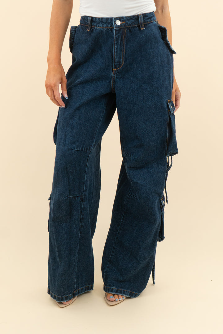 AUCTION ser.o.ya dark wash slouched cargo jeans (26)