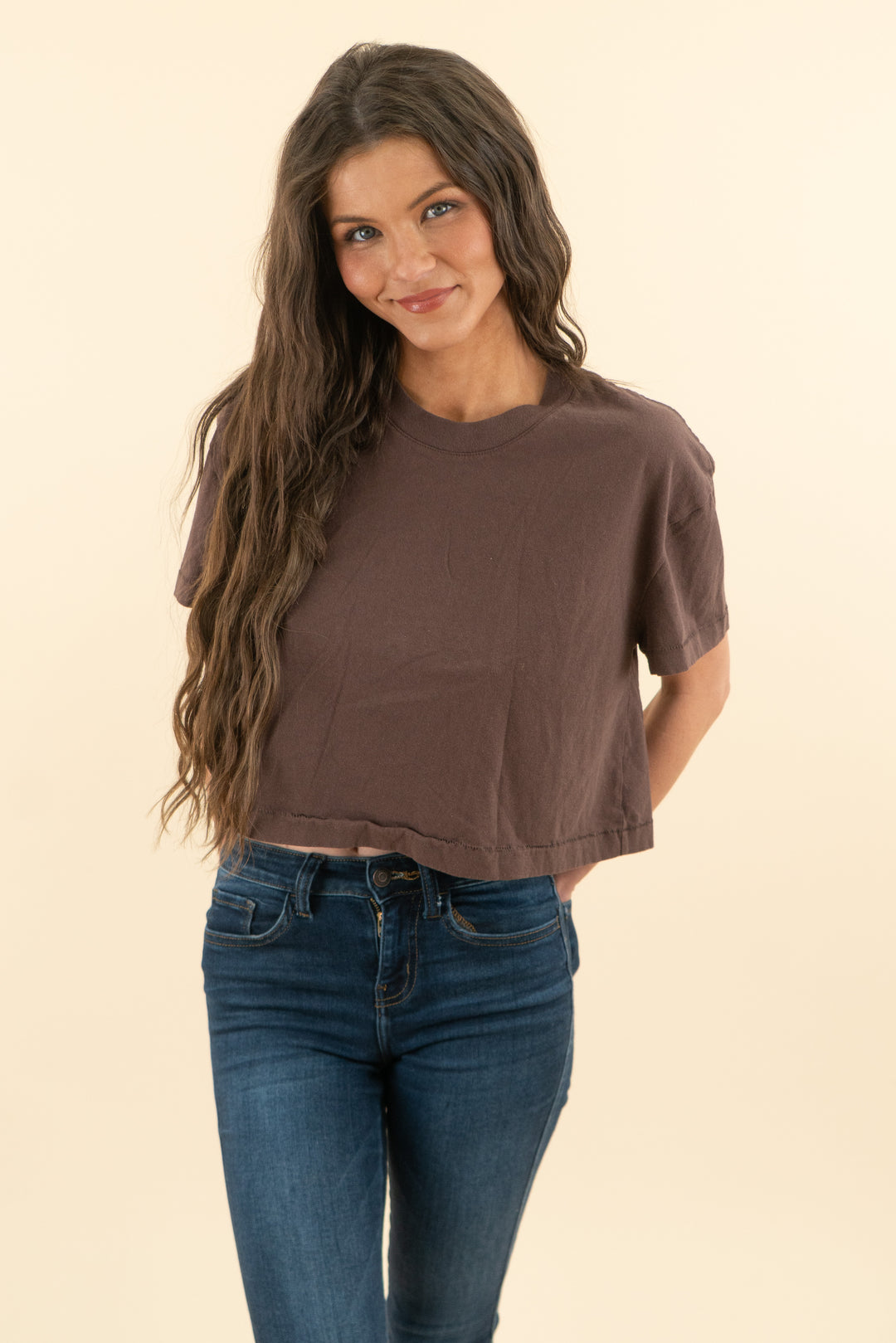 nuuds brown cropped tee (s; retail $52)