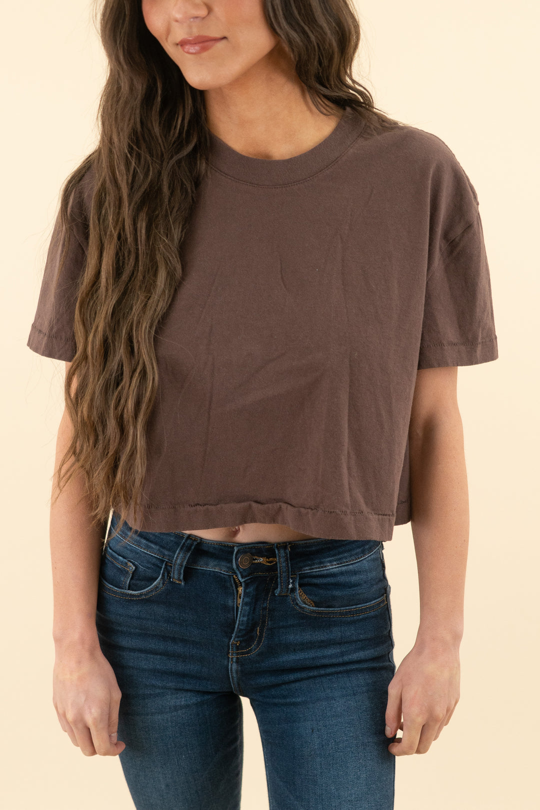 nuuds brown cropped tee (s; retail $52)