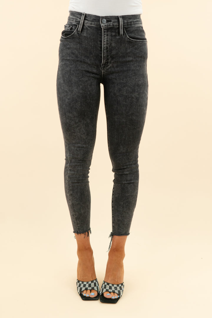 frame black high rise cigarette jeans (26; retail $215)