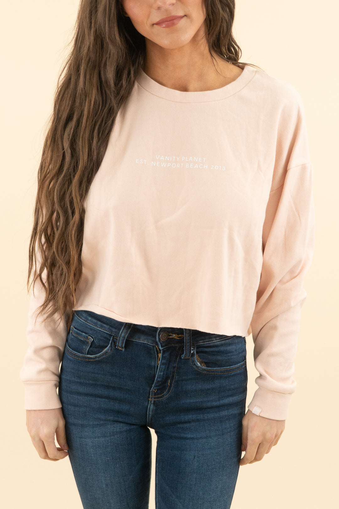 vanity planet light pink pullover (m; retail $25)