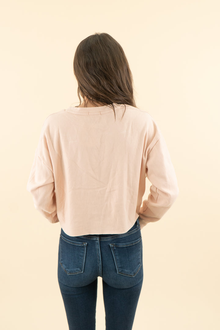 vanity planet light pink pullover (m; retail $25)