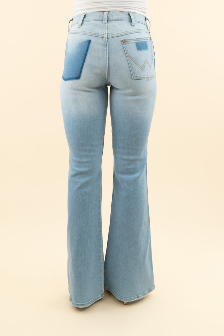 wrangler light wash high rise flare jeans (27; retail $79.99)