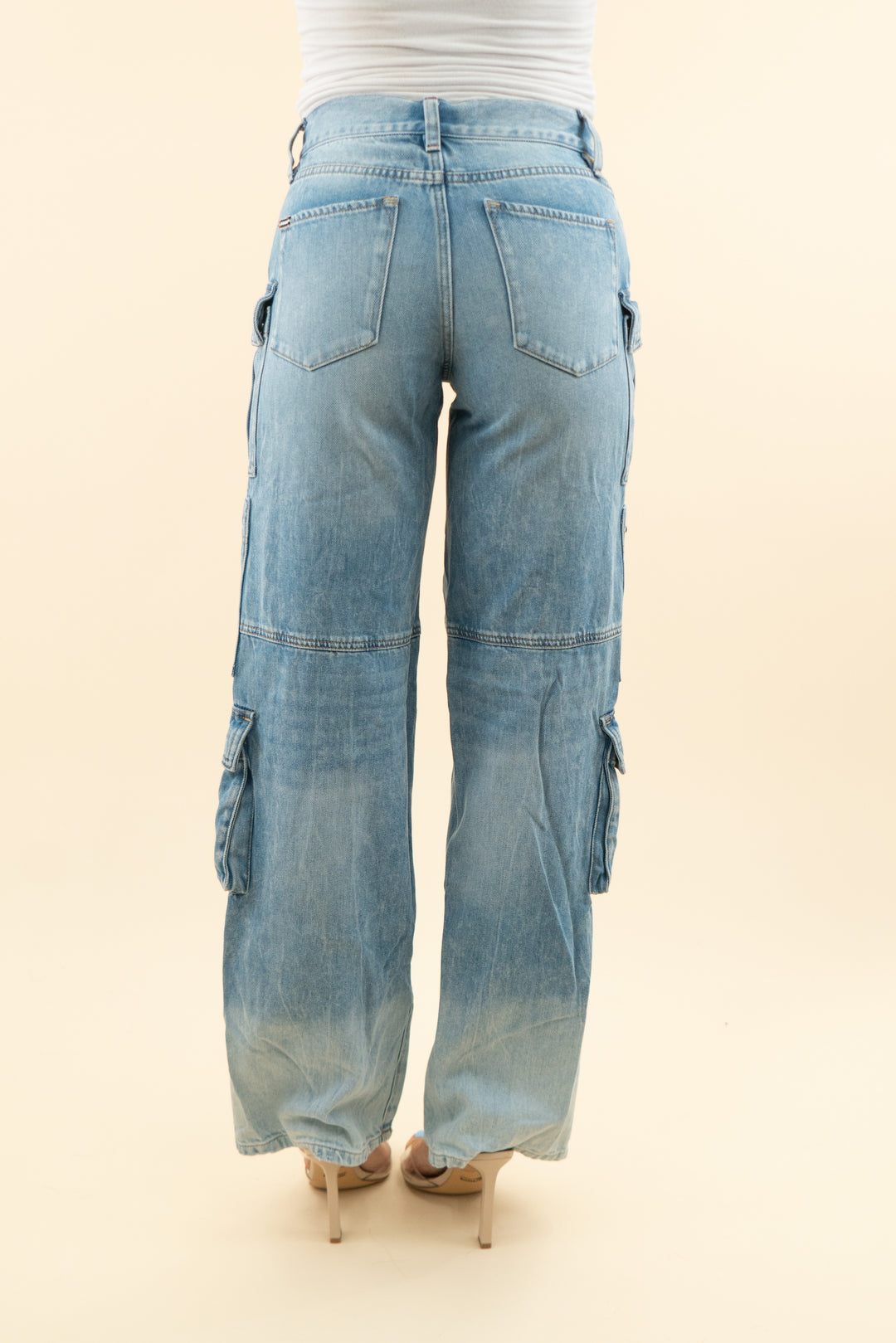 alice + olivia light was cargo jeans (25; retail $395)