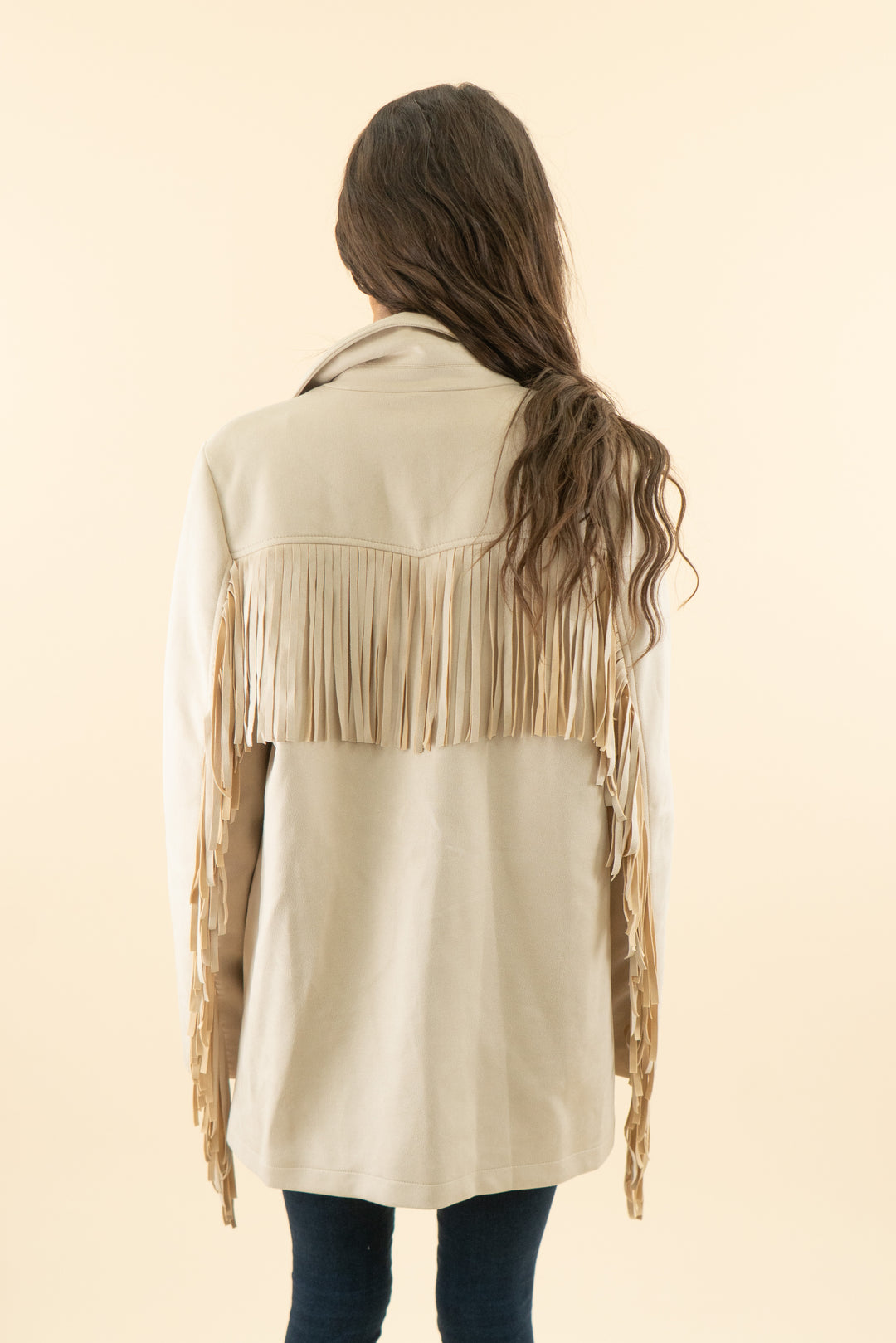 AUCTION show me your mumu faux suede sierra fringe jacket (s)