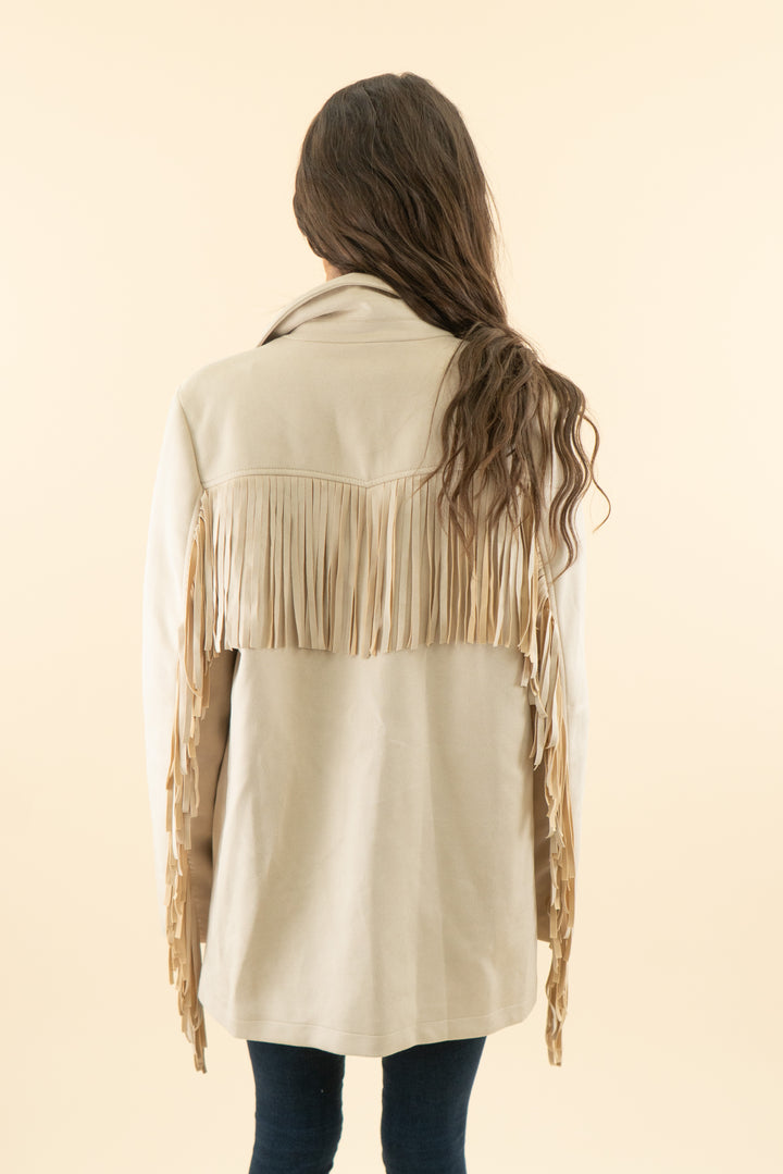 AUCTION show me your mumu faux suede sierra fringe jacket (s)