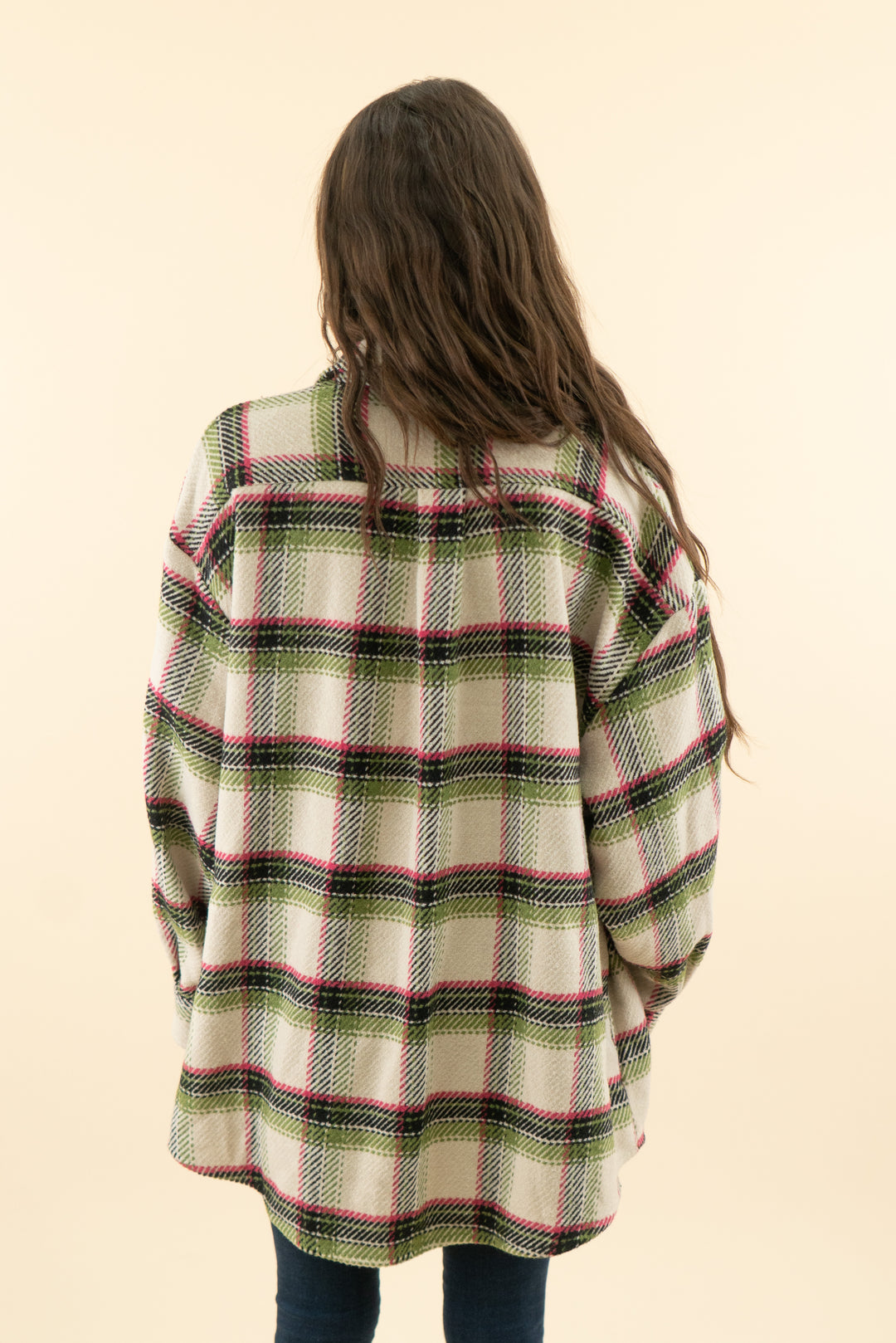 AUCTION wild fable green and pink plaid flannel jacket (m)