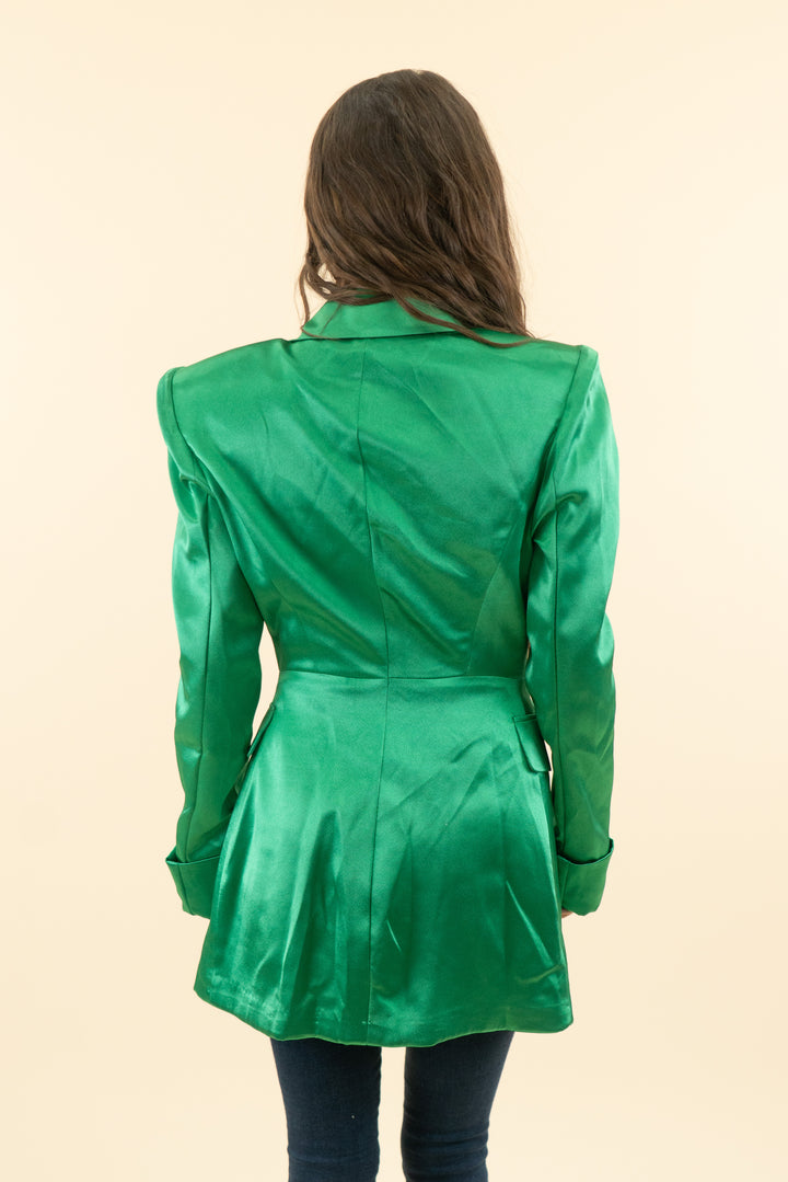 AUCTION bronx & banco green shimmer blazer (m)