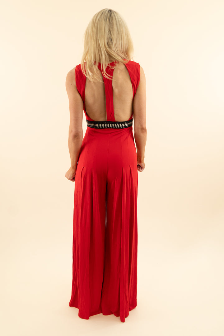 justcavalli red sleeveless jumpsuit nwt (38; retail $1,145)