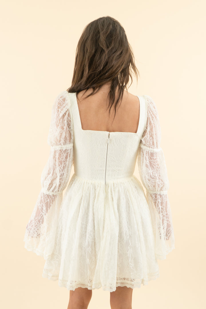 house of cb white lace long sleeve corset mini dress (s; $320)