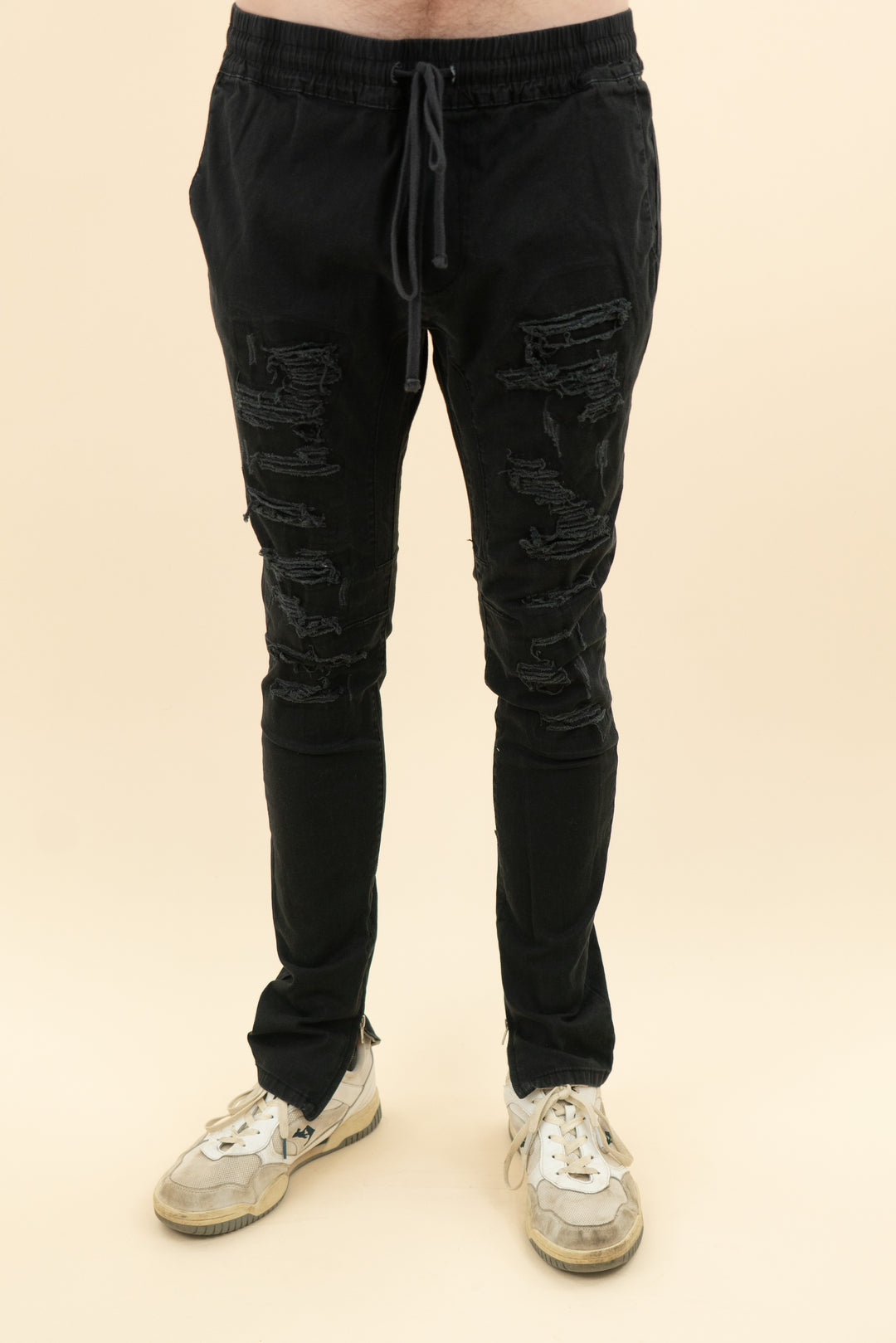 AUCTION pacsun black distressed slim straight pants (l)- JASON