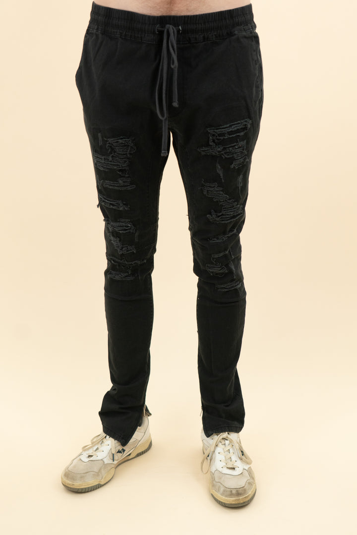 AUCTION pacsun black distressed slim straight pants (l)- JASON