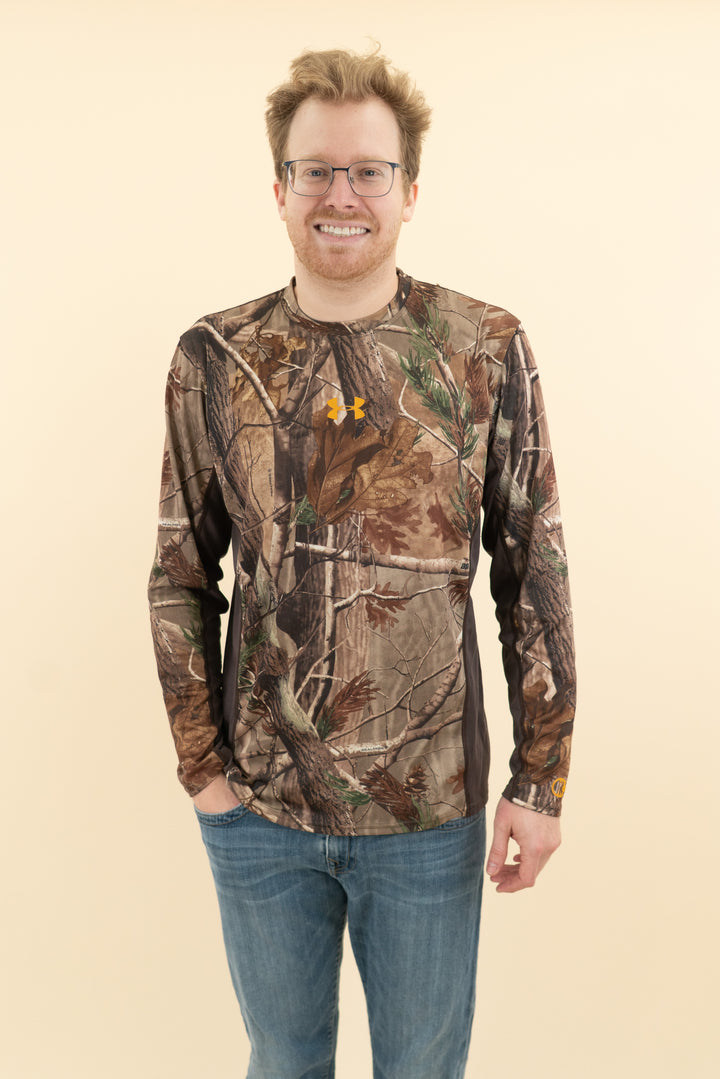 AUCTION under armour heatgear camo and brown long sleeve top (l)- JASON