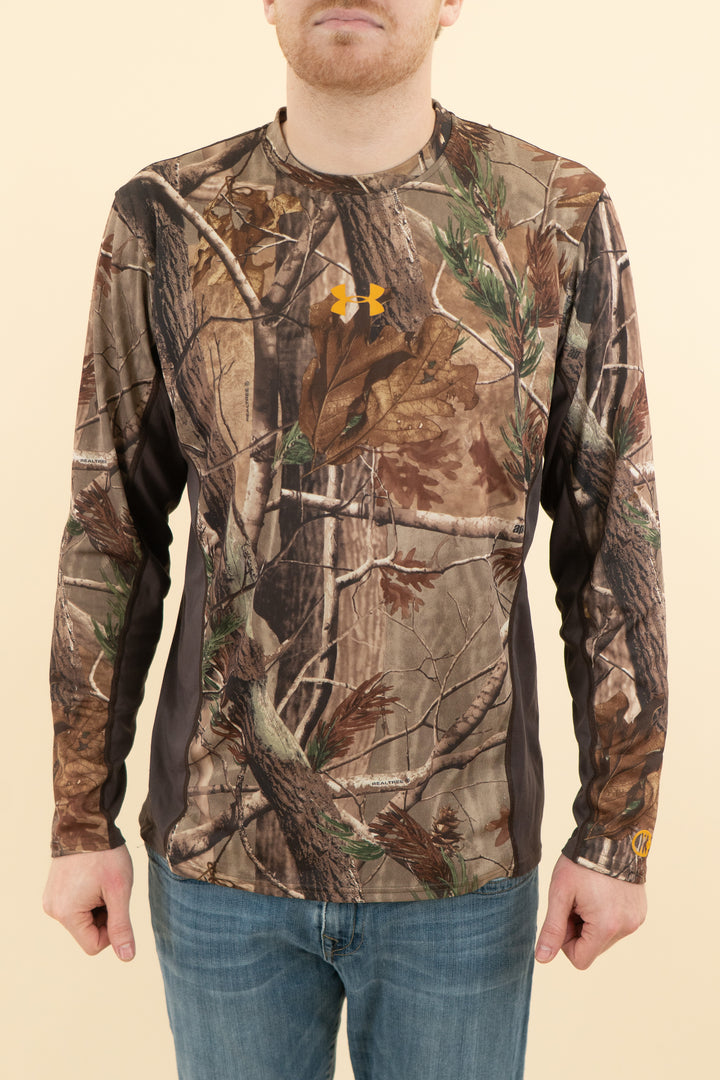 AUCTION under armour heatgear camo and brown long sleeve top (l)- JASON