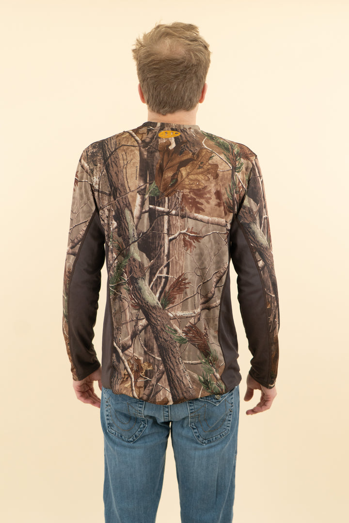 AUCTION under armour heatgear camo and brown long sleeve top (l)- JASON