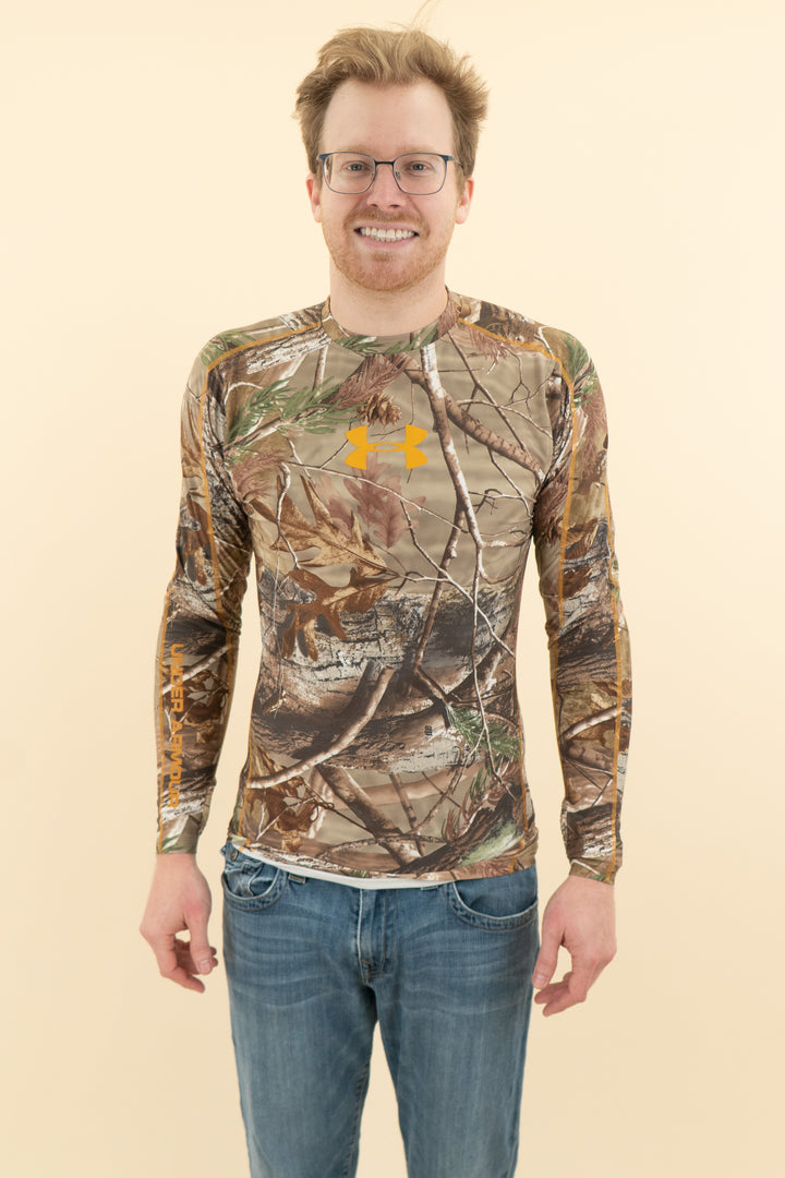 AUCTION under armour orange middle logo camo long sleeves (l)- JASON