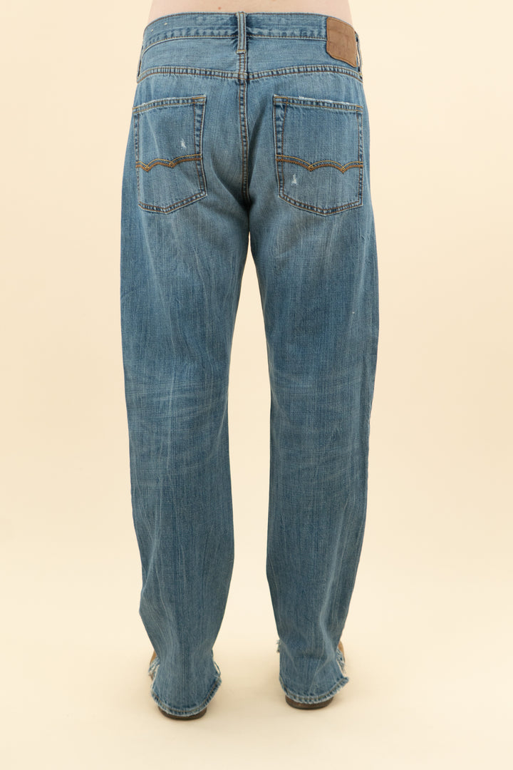 AUCTION american eagle medium wash original straight distressed jeans (34)- JASON