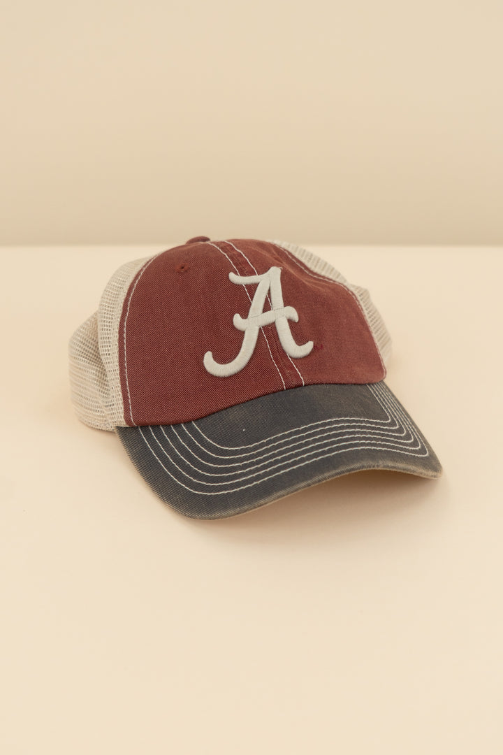 AUCTION top of the world Alabama crimson/navy distressed hat (os)