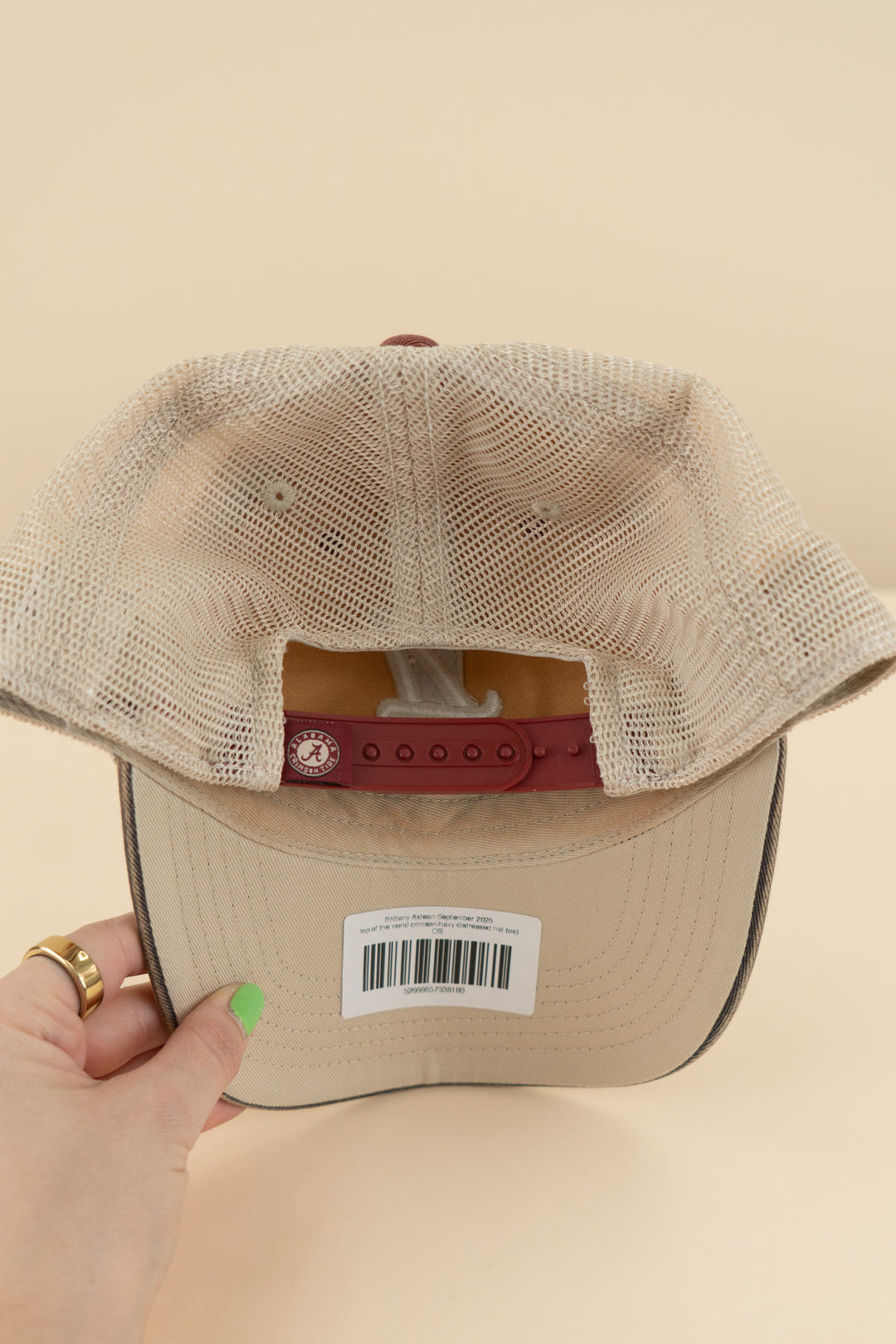 AUCTION top of the world Alabama crimson/navy distressed hat (os)