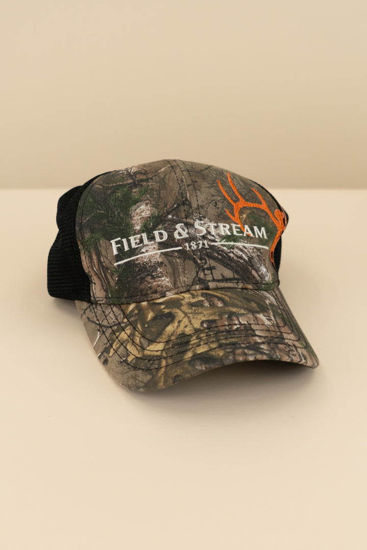 AUCTION field & stream camo orange stitching hat (os)- JASON