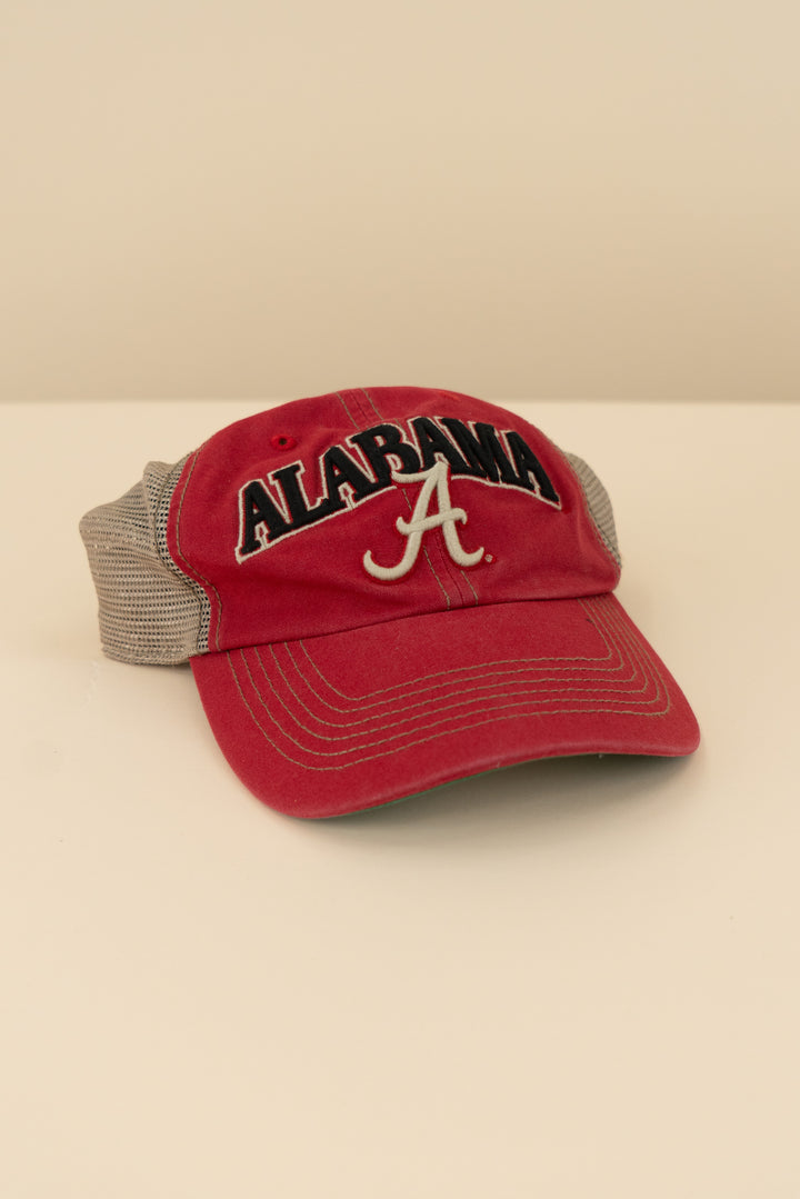 AUCTION 47 red distressed alabama hat (os)