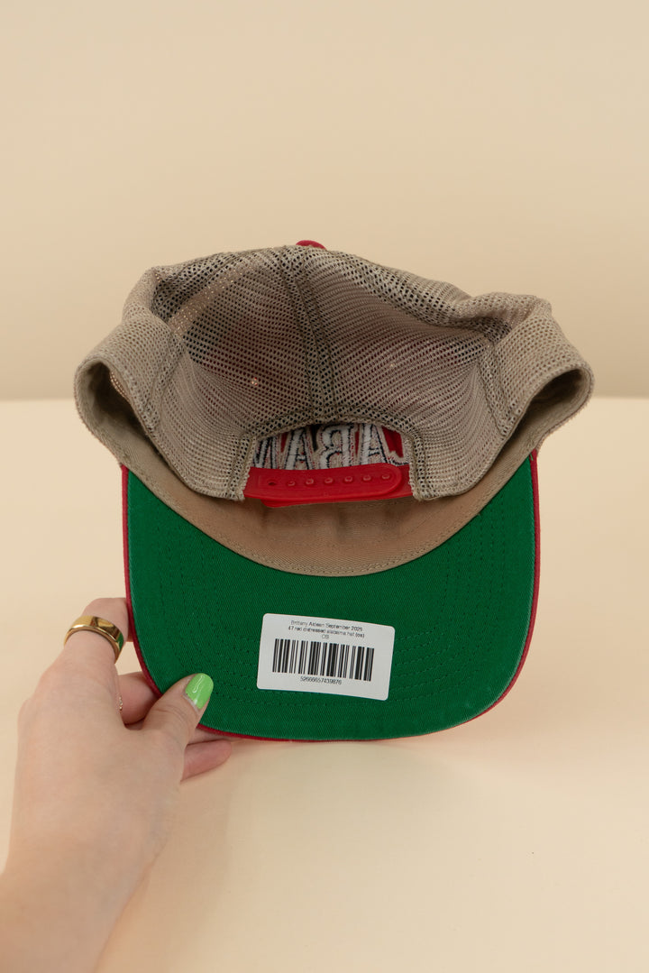 AUCTION 47 red distressed alabama hat (os)