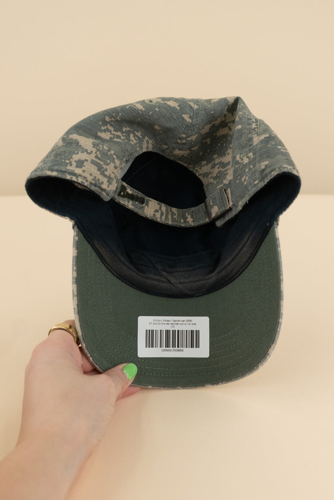 47 atlanta braves blocked camo hat (os; retail $35)