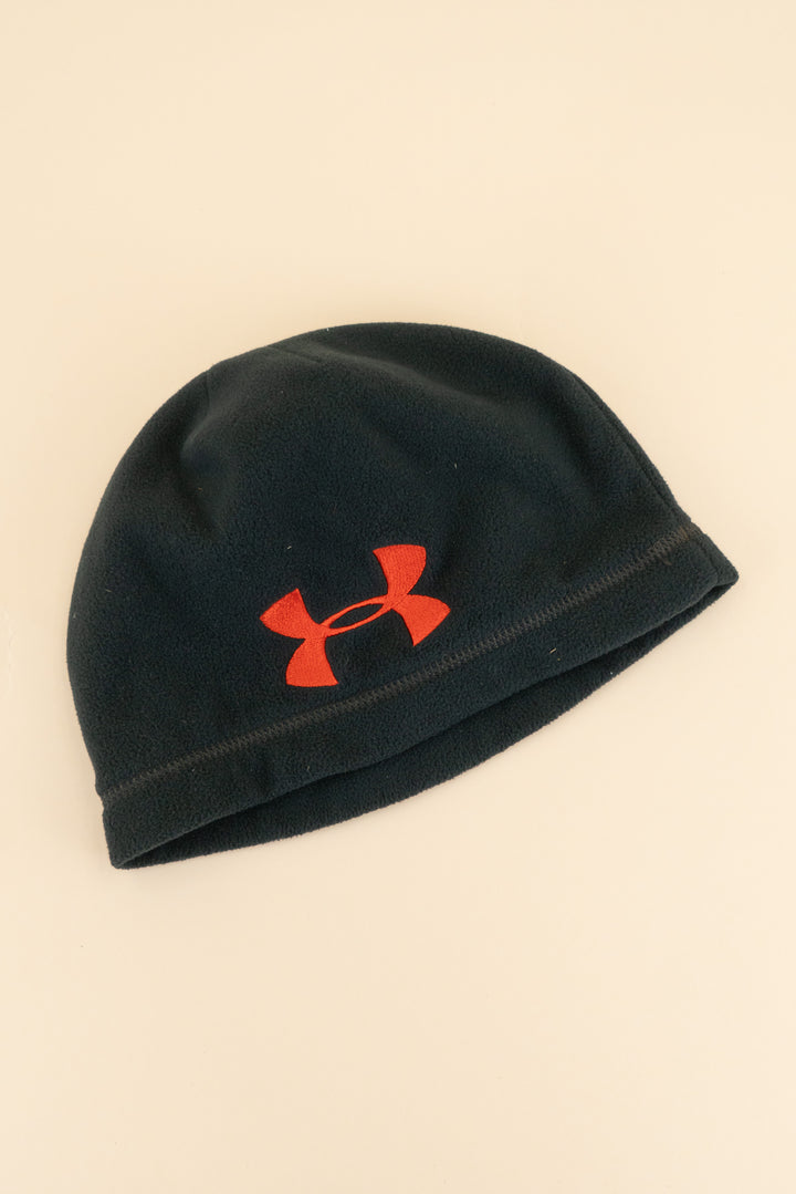 AUCTION under armour dark grey red logo fleece beanie (os)- JASON