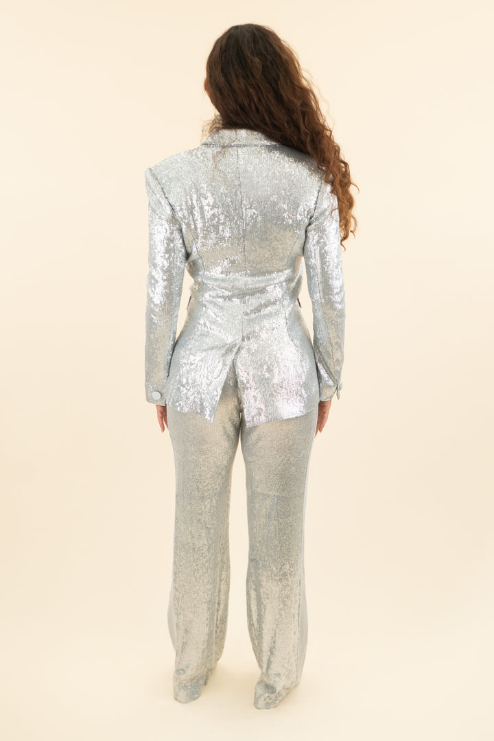 AUCTION rachel zoe silver sequin blazer pants set (4)